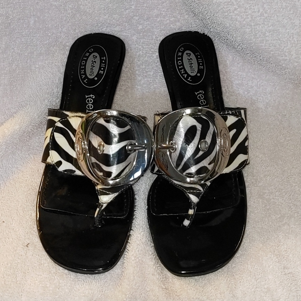 Dr. Scholl's Zodiac Black and White Zebra sandals
